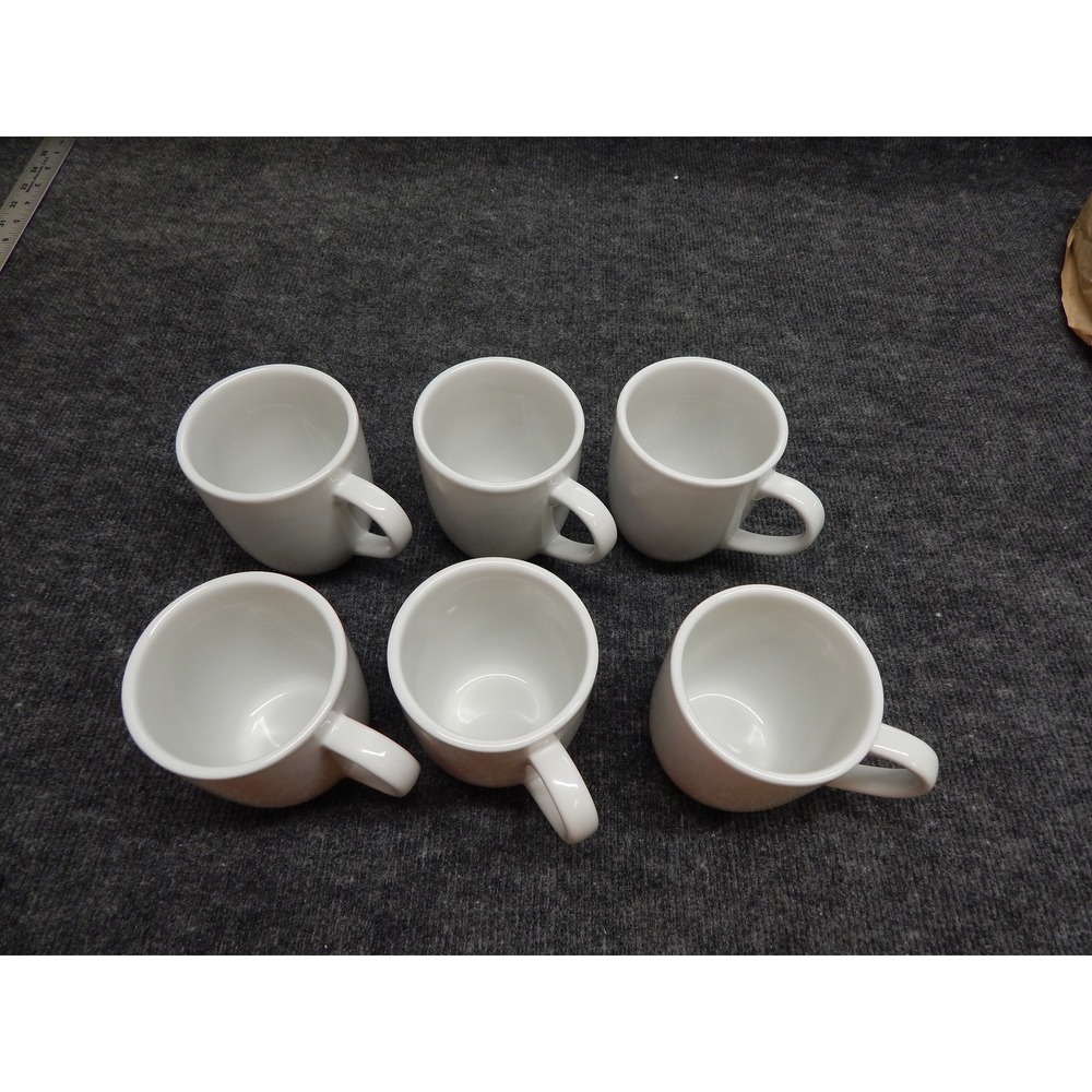 Set of 6 Tuxton White Vitrified China Coffee Mugs 15 Ceramic Cafe Tea Cups